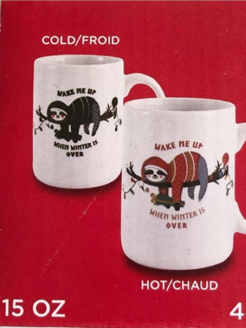 Sloth Wake Me Up When Winter Is Over Heat Color Changing Mug 15oz